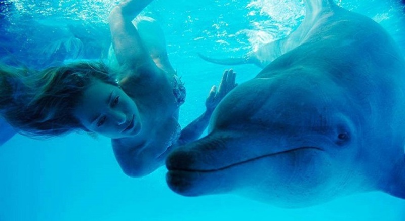 صور رائعة لفتاة تعيش وسط الأسماك والحيتان